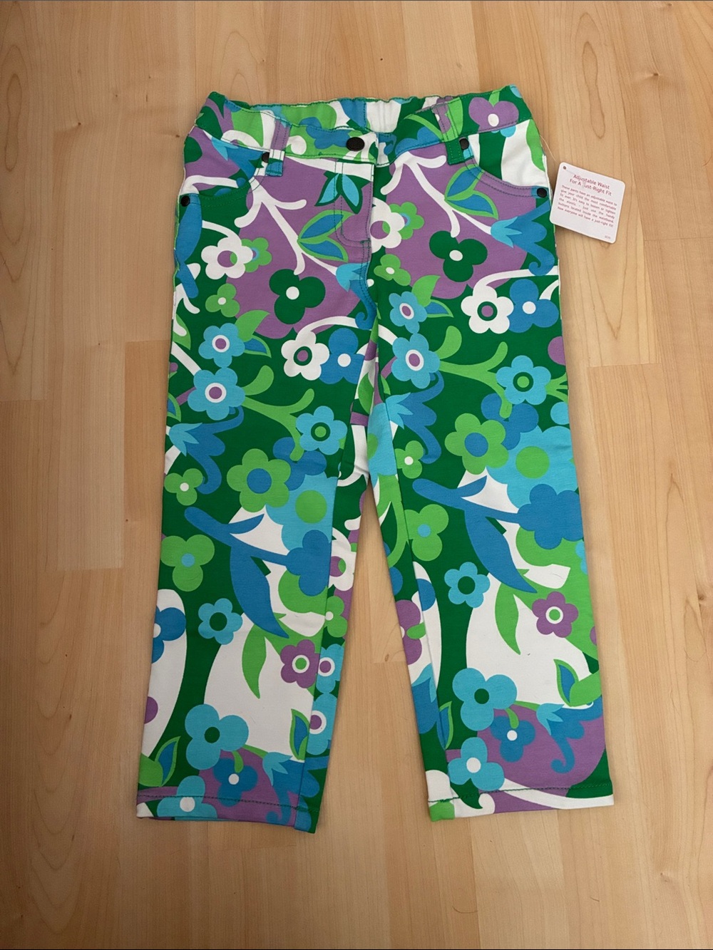 Hanna Andersson Green, Blue & Purple Floral Capri Pants 8-10